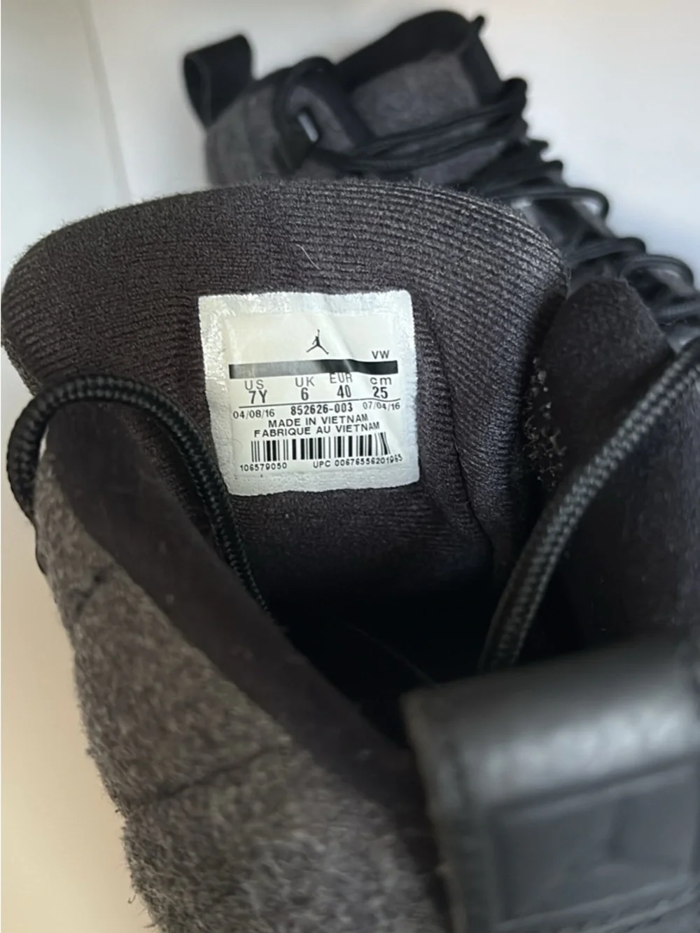 Jordan Black Wool-Textured High-Top Sneakers